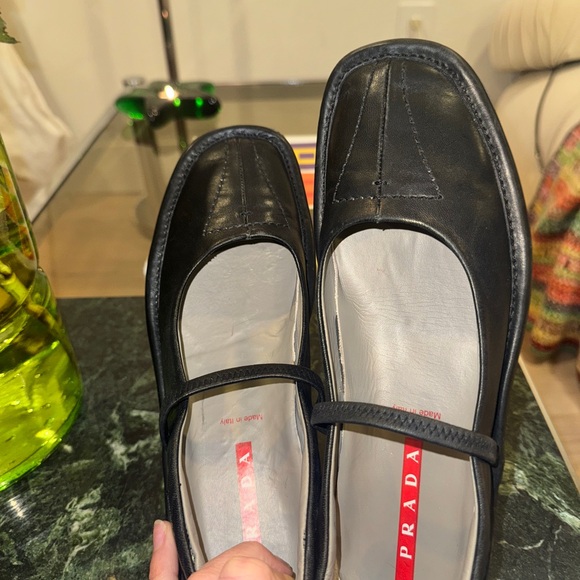 Prada Y2K Classic Black Leatber Mary Jane ballet Flats - EU 36.5 - Picture 5 of 12
